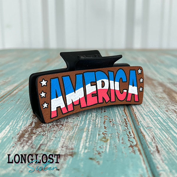 America Hand Painted Large Hair Claw Clip