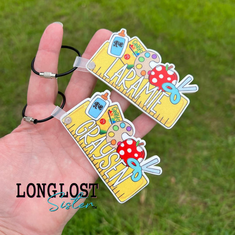 Back To School Nameplate Personalized Bag Tag | Long Lost Sister Boutique