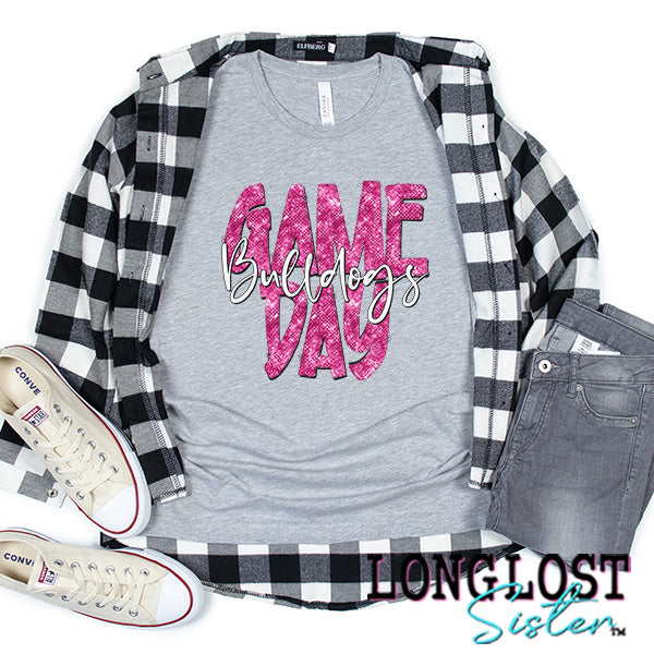 Bulldogs Game Day Pink Sparkle Short Sleeve T-shirt long lost sister boutique