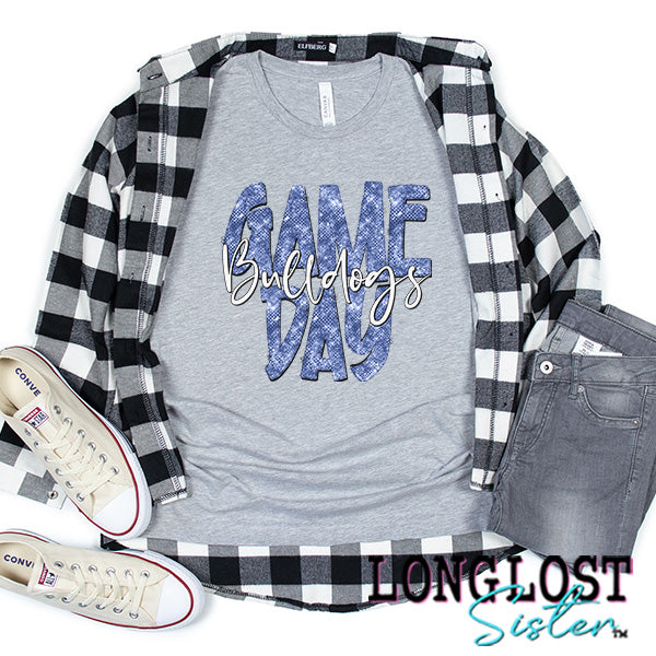 Bulldogs Game Day Blue Sparkle Short Sleeve T-shirt long lost sister boutique