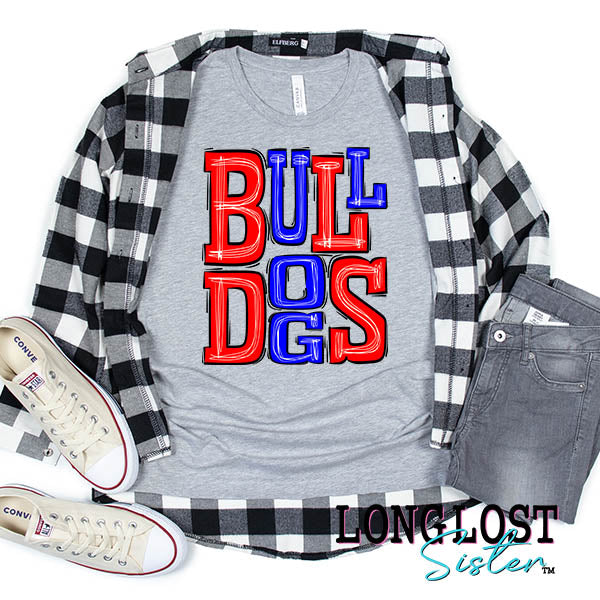 Bulldogs Blue Red Short Sleeve T-shirt