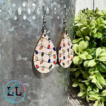 Christmas Lights Hand Painted Wood Dangle Earrings