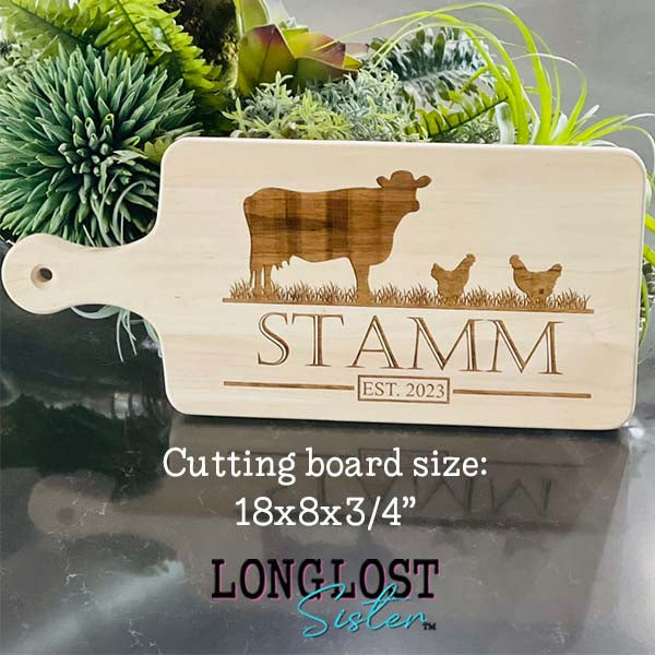 Cow & Chickens Farm Personalized Cutting Board *Custom Order* Long Lost Sister Boutique