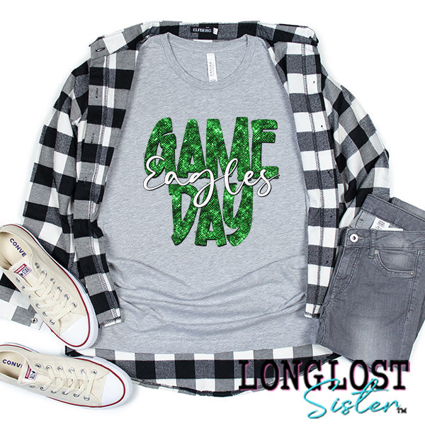Eagles Game Day Green Sparkle Short Sleeve T-shirt