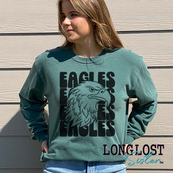 Eagles Stacked Mascot T-shirt landree model long lost sister boutique