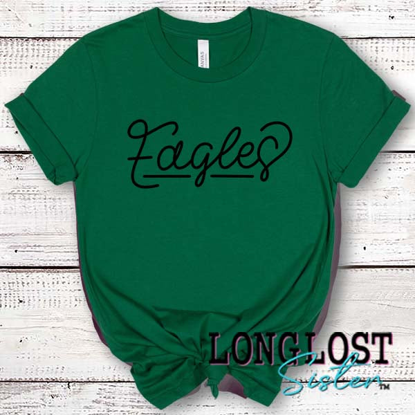 Eagles Hand Lettered Print T-shirt Green