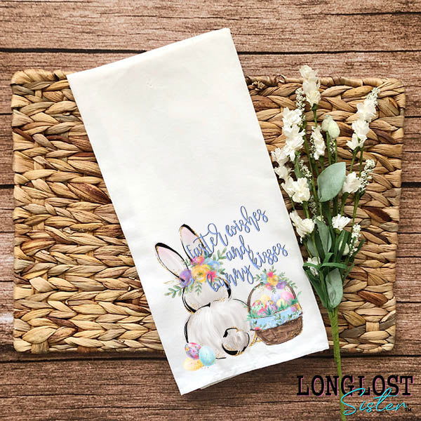 Easter Wishes & Bunny Kisses Tea Towel
