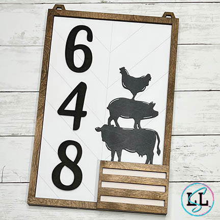 Farm Chicken Pig Cow Interchangeable for Address Plaque