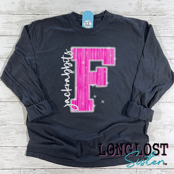 Forney Jackrabbits Hot Pink Sparkle Long Sleeve T-shirt long lost sister boutique