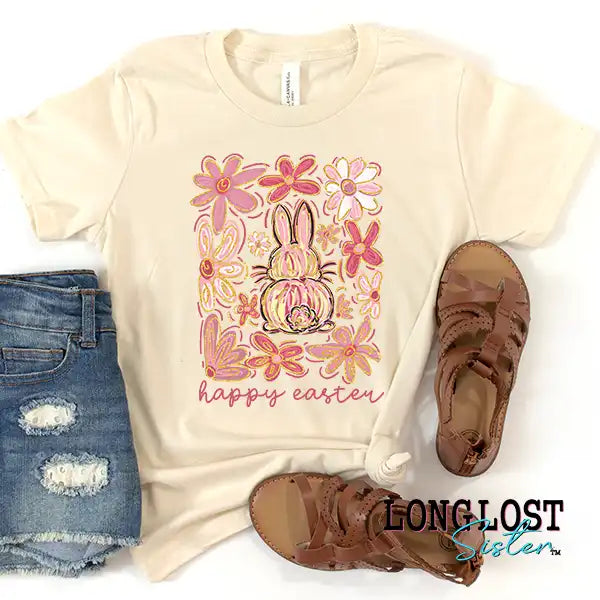Happy Easter Boho Bunny Kids T-shirt | Long Lost Sister Boutique