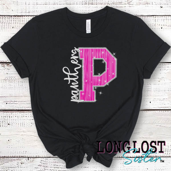 Panthers Hot Pink Sparkle Spirit T-Shirt long lost sister boutique