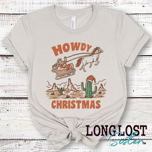 Howdy Christmas Cowboy Santa T-shirt Short Sleeve long lost sister boutique