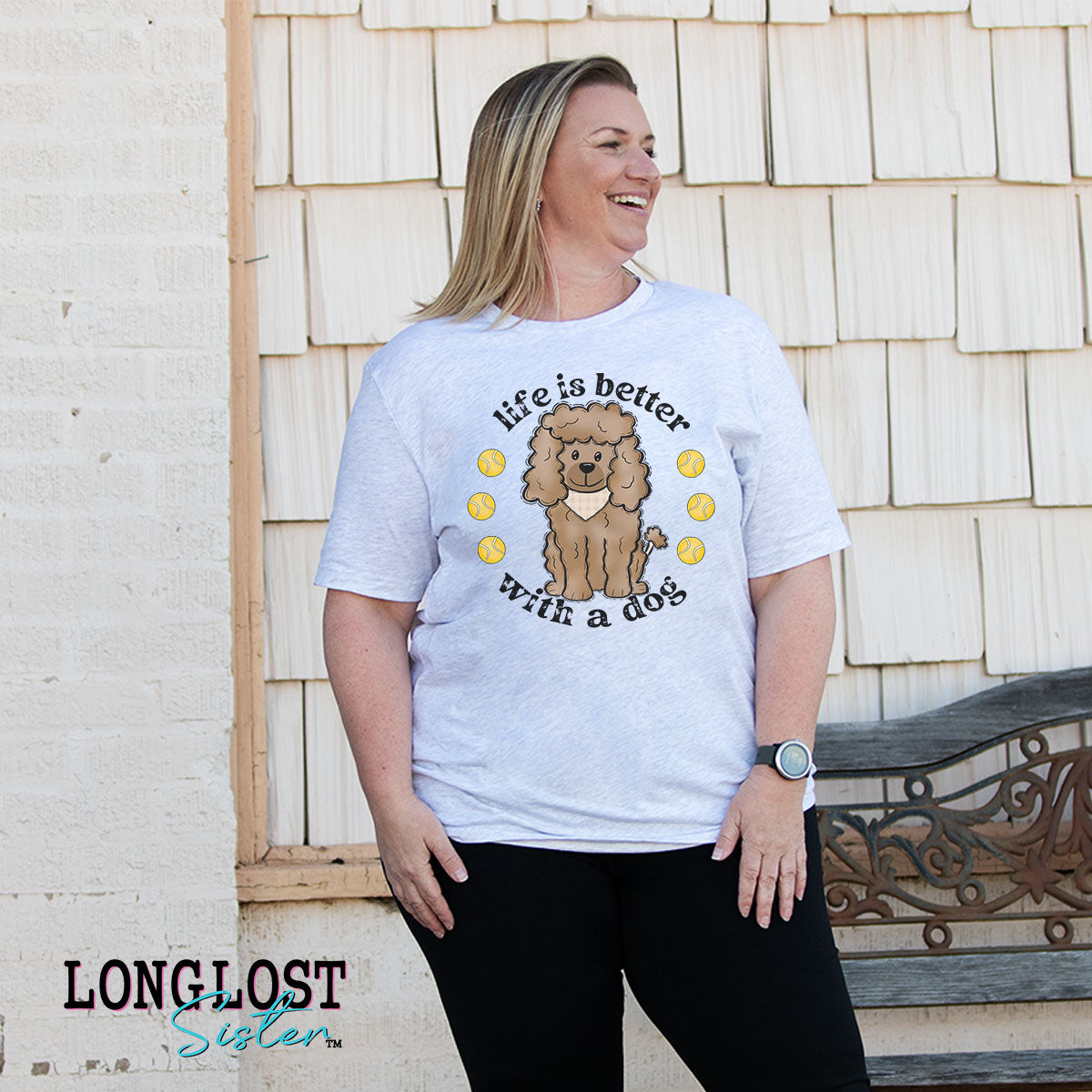 Life Is Better With A Dog Brown Poodle Graphic Tee