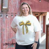 Coquette Mascot Team Color Checker Bow Graphic Tee | Long Lost Sister Boutique