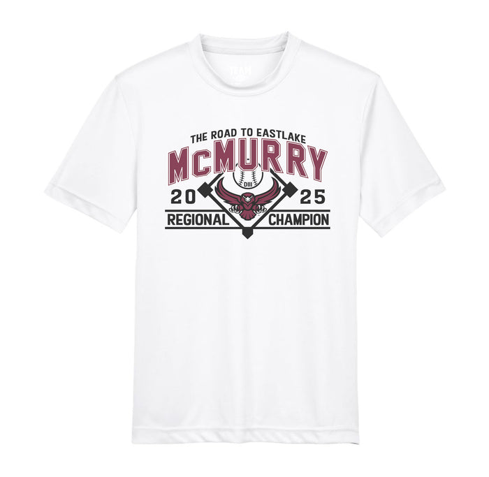 McMurry Baseball 2025 Regional Champion Adult Dry Fit Performance White T-shirt