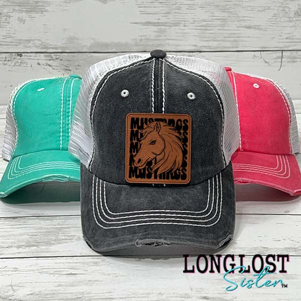 Mustangs Stacked Mascot Distressed Ball Cap long lost sister boutique