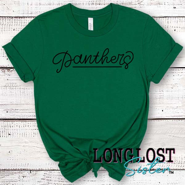 Panthers Hand Lettered Print T-shirt Green