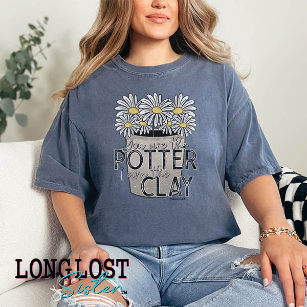 You Are The Potter I Am The Clay on Short Sleeve denim blue T-shirt