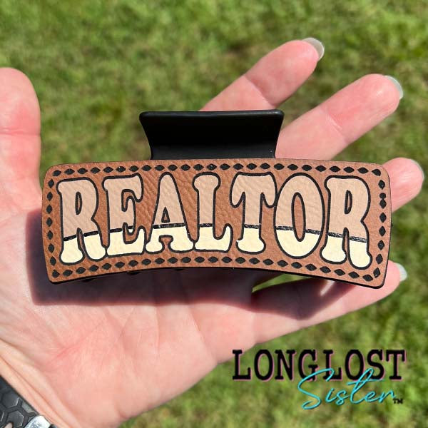 Realtor Hand Painted Hair Claw Clip long lost sister boutique