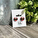 Santa Suit Hand Painted Wood Stud Earrings