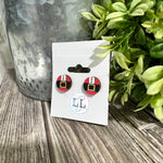 Santa Suit Hand Painted Wood Stud Earrings