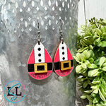Santa Suit Ho Ho Ho Hand Painted Wood Dangle Earrings
