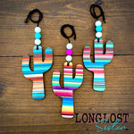 Serape Leatherette Cactus Car Charms front long lost sister boutique