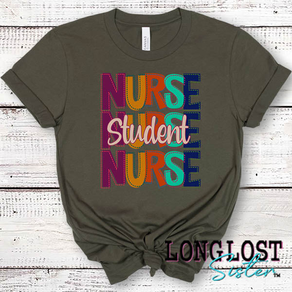 Student Nurse Stitched Occupation Short Sleeve T-shirt long lost sister boutique