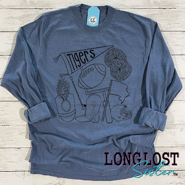 Tigers Friday Night Lights Long Sleeve T-shirt Blue long lost sister boutique