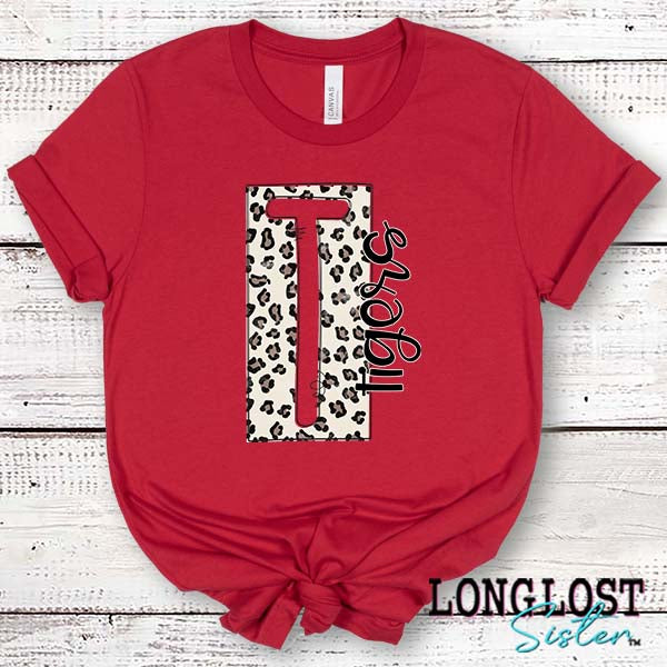 Tigers Boxed Leopard Spirit T-Shirt Red long lost sister boutique