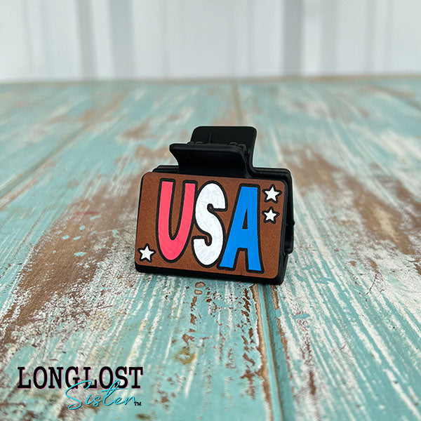 USA Hand Painted Small Hair Claw Clip