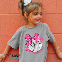 Volleyball Bow & Flowers Team Mascot Kids T-shirt | Long Lost Sister Boutique