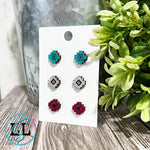 Aztec Southwest Hand Painted Wood Stud Earrings