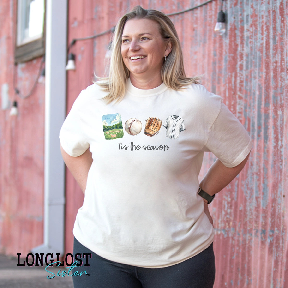Baseball Watercolor Tis The Season Graphic Tee | Long Lost Sister Boutique