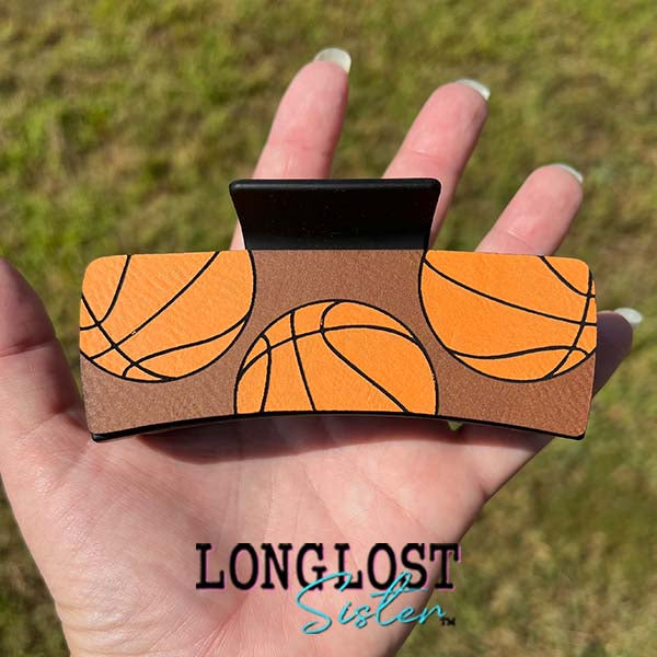 Basketball Hand Painted Large Hair Claw Clip long lost sister boutique
