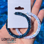 Blue and White Iridescent Glitter Hoop Earrings long lost sister boutique