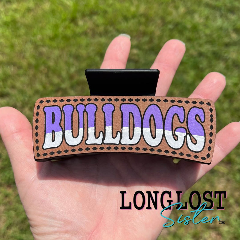 Bulldogs Hand Painted Hair Claw Clip long lost sister boutique