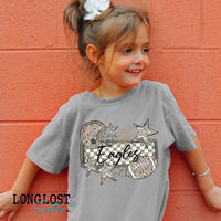 Camo Checker Football Custom Mascot Kids T-shirt | Long Lost Sister Boutique