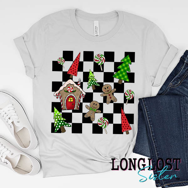 Checkered Christmas Short Sleeve T-shirt