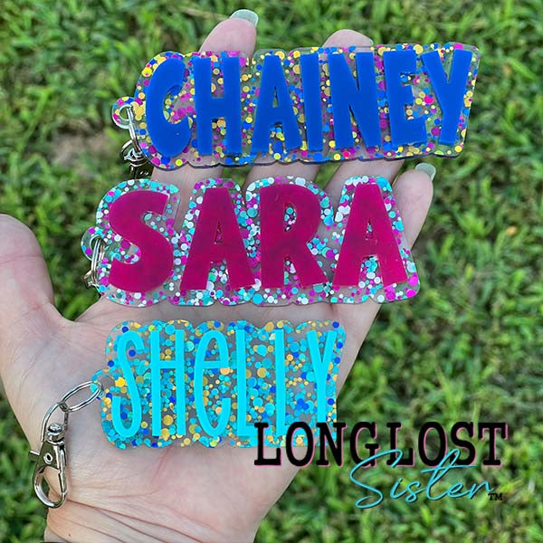 Confetti Name Keychain Bag Tag *Personalized *