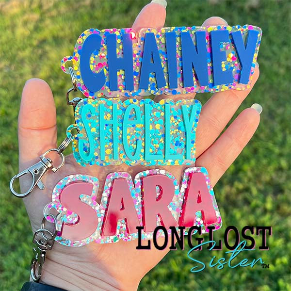 Confetti Name Keychain Bag Tag *Personalized *