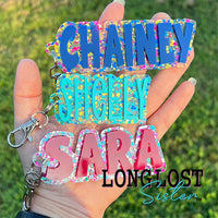 Confetti Name Keychain Bag Tag *Personalized *