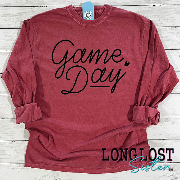 Game Day Hand Lettered Long Sleeve T-shirt Red long lost sister boutique