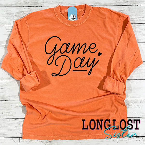 Game Day Hand Lettered Long Sleeve T-shirt Melon long lost sister boutique