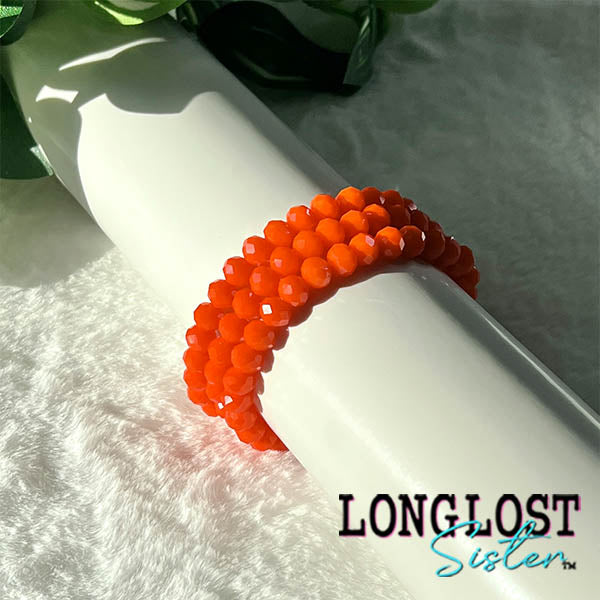 Orange Glass Bead Stretch Bracelet long lost sister boutique