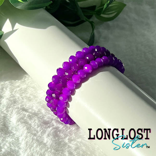 Purple Glass Bead Stretch Bracelet long lost sister boutique