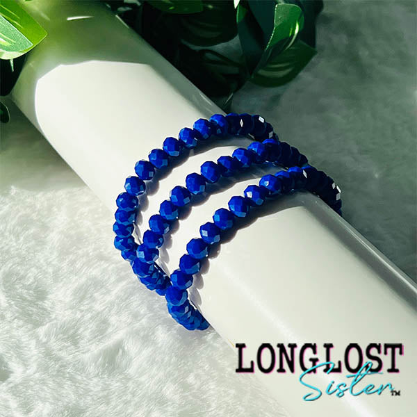 Royal Blue Glass Bead Stretch Bracelet long lost sister boutique