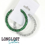 Green and Silver Glitter Hoop Earrings long lost sister boutique