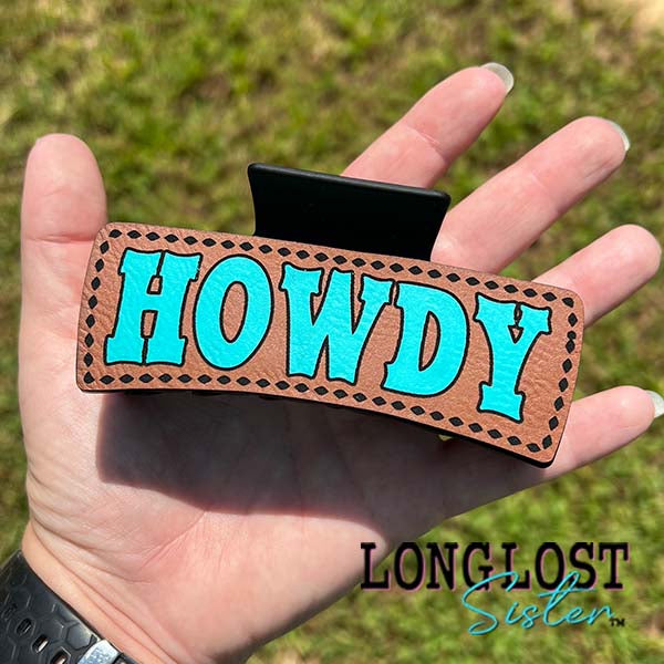 Howdy Turquoise Hand Painted Hair Claw Clip long lost sister boutique