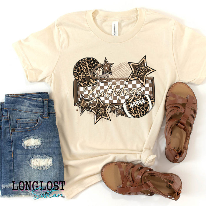 Leopard Checker Football Custom Mascot Kids T-shirt | Long Lost Sister Boutique